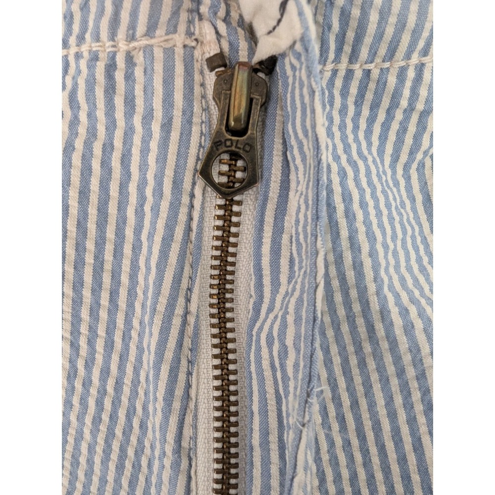 Polo Ralph Lauren Mens Seersucker Cargo Shorts Blue Striped Size 40 Inseam Loops - Picture 3 of 11